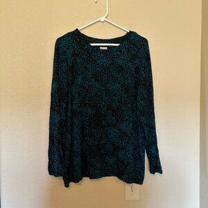 Chicos Animal Print Rayon Blend Long Sleeve Blouse